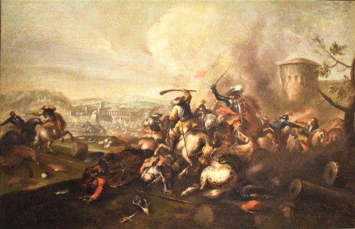 &quot;Battle&quot; - Jacques Courtois the Burgundian (St. Hippolyte 1621 - Rome 1676) - Paintings & Drawings Style Louis XIV